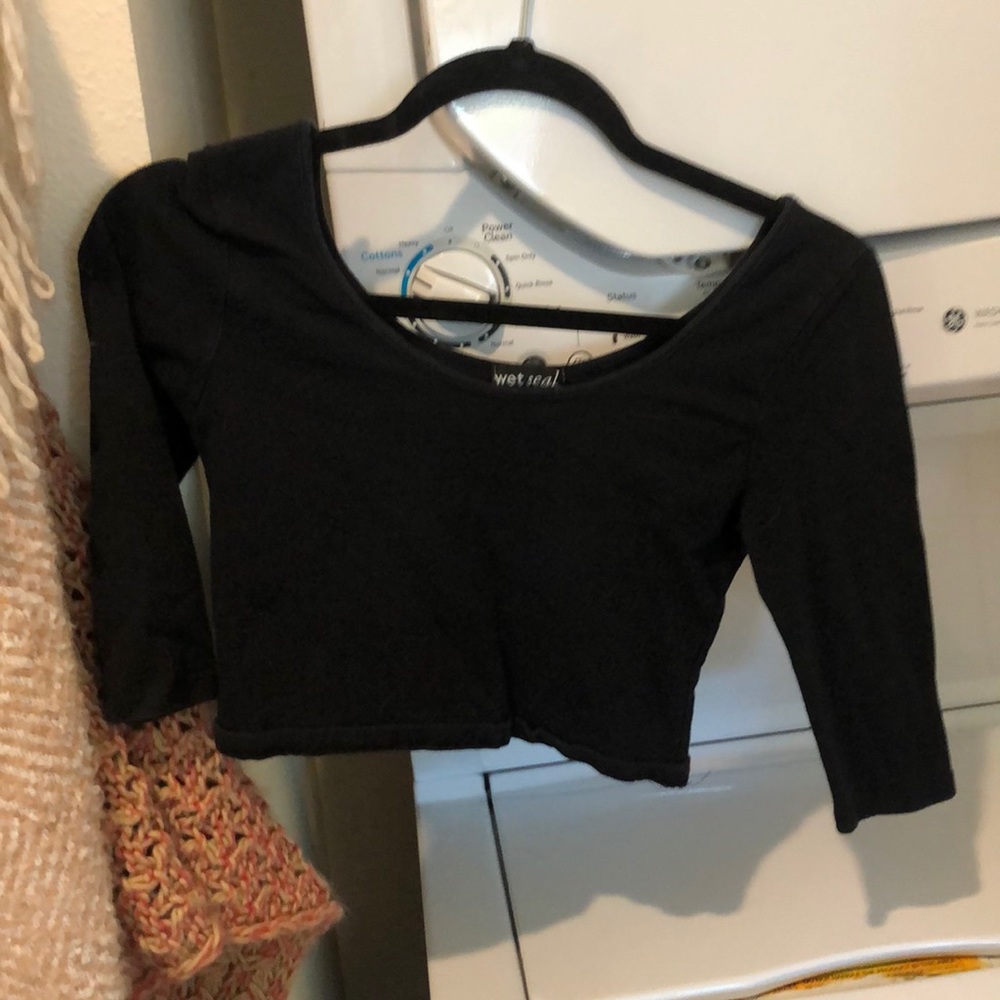 Wet seal quarter sleeve crop